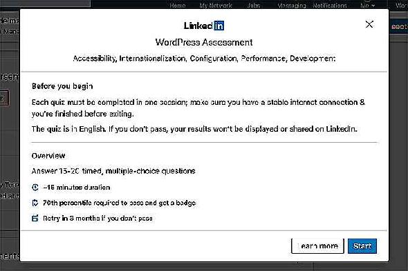 Comment démarrer un questionnaire de compétences pour les évaluations de compétences LinkedIn