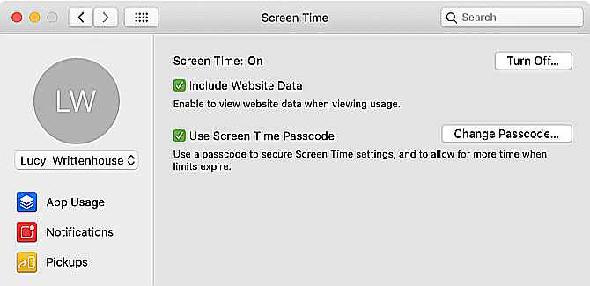 Options de temps d'écran sur Mac