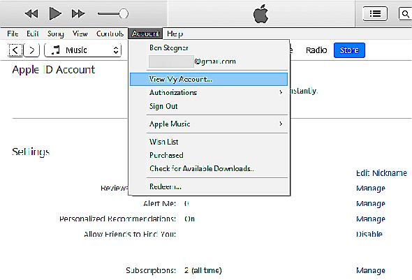 iTunes Windows Gérer les abonnements