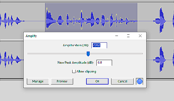 Utilisez l'outil Amplify pour corriger les pistes vocales dans Audacity