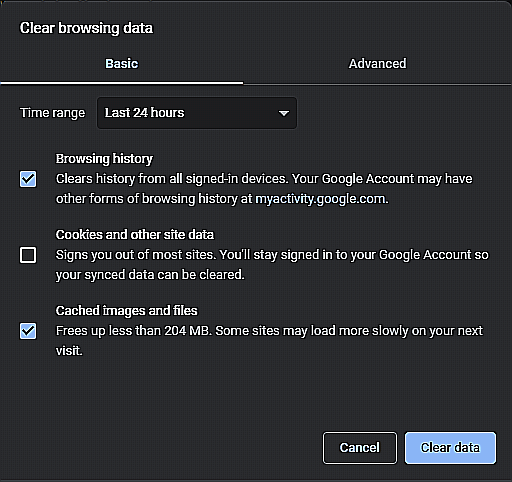 Chrome Effacer les données de navigation