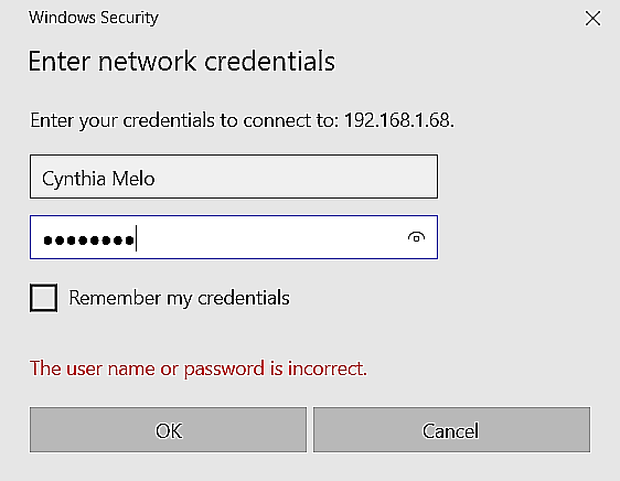connexion réseau Windows entrer les informations d'identification