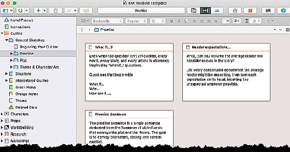 Modèle de planification d'histoire de Scrivener