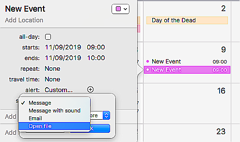 calendrier événement automatiser email