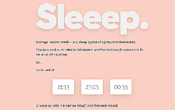 L'application Web de sommeil calcule le moment où vous devriez vous coucher pour obtenir le meilleur cycle de sommeil