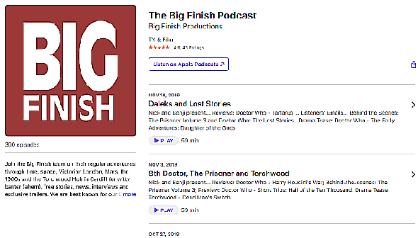 Big Finish produit un podcast populaire de Doctor Who