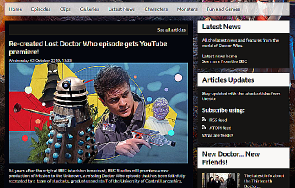 Site officiel de Doctor Who