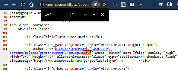 Chrome Trouver un fichier SWF sur la page