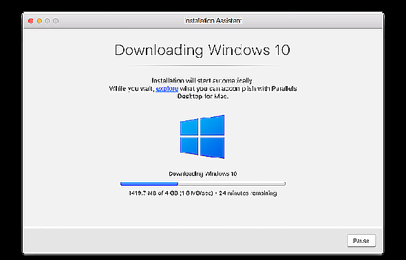 Installation de Parallels sur un Mac en téléchargeant Windows 10