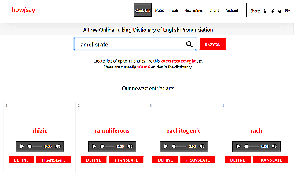 Howjsay est un dictionnaire gratuit de prononciation anglaise basé sur le Web.