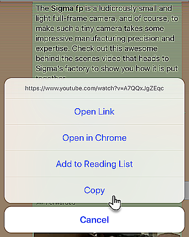 Copier et coller des liens URL dans l'iPhone