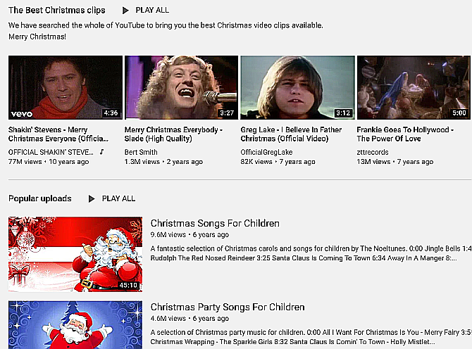 The Christmas Channel propose des vidéos de compilation de chants et chansons de Noël préférés