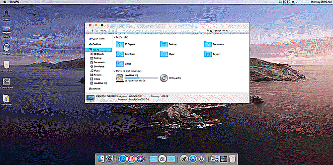 Thème Windows 7 macOS Catalina SkinPack