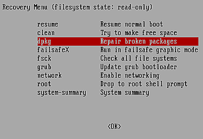 Utilisez le menu de récupération pour résoudre les problèmes si Ubuntu a gagné't start