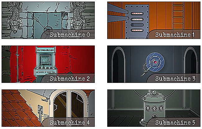 Un échantillon des différents jeux Submachine et de leurs environnements