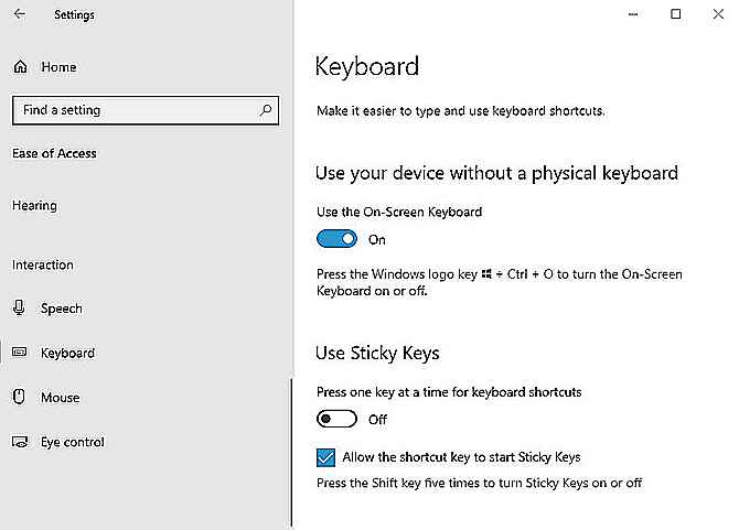 Activer ou désactiver le clavier virtuel de Windows 10