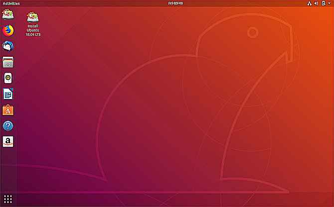 Bureau Ubuntu montrant l'image d'installation du disque Ubuntu