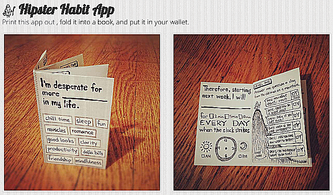 L'application d'habitude hipster est un guide d'habitude pliable et un tracker qui tient dans votre portefeuille