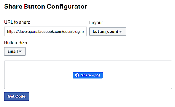 Configurateur de bouton de partage de widgets Facebook