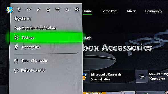 Paramètres ouverts Xbox One