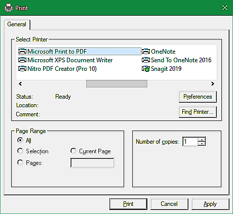 Impression Windows au format PDF