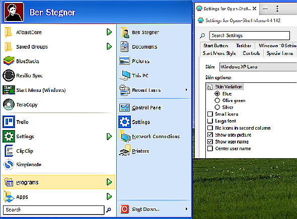 Menu Démarrer de Windows XP Windows 10
