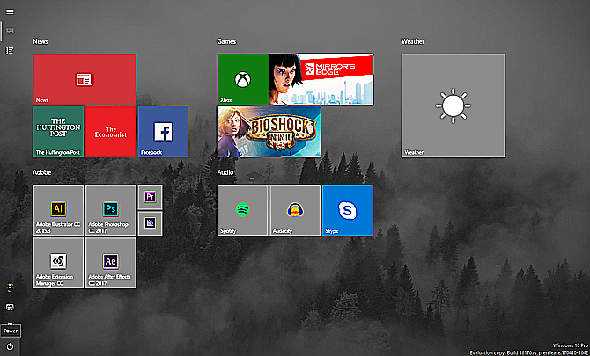 Plein écran du menu Démarrer de Windows 10