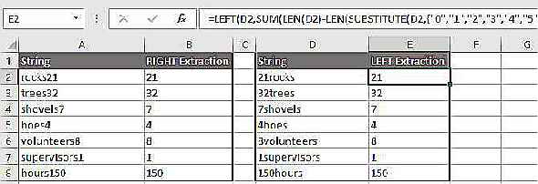 Extrayez des nombres à gauche ou à droite d'une chaîne de texte et de nombres dans Excel à l'aide de la fonction GAUCHE ou DROITE.