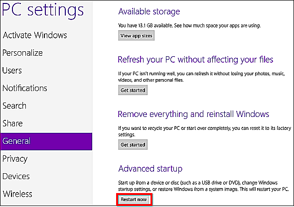 comment accéder au bios dans le menu de démarrage de Windows 8