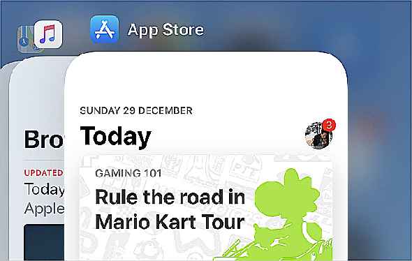 Vue App Switcher sur iPhone avec App Store