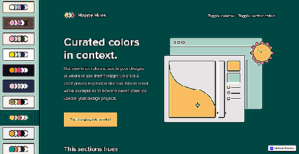 L'application Web Happy Hues propose des palettes de couleurs avec une démo en direct