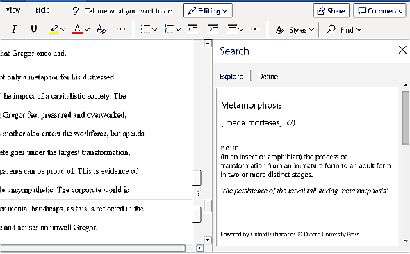 Définition de recherche intelligente Microsoft Word