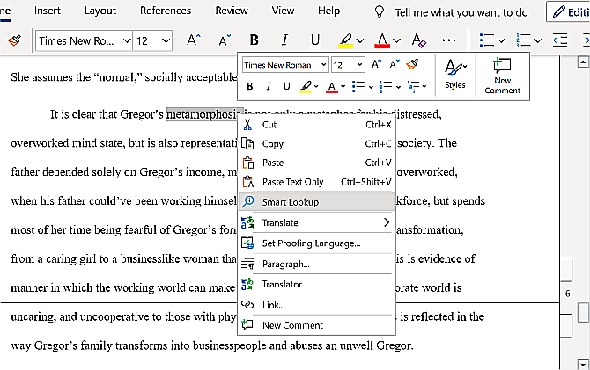Fonction de recherche intelligente de Microsoft Word