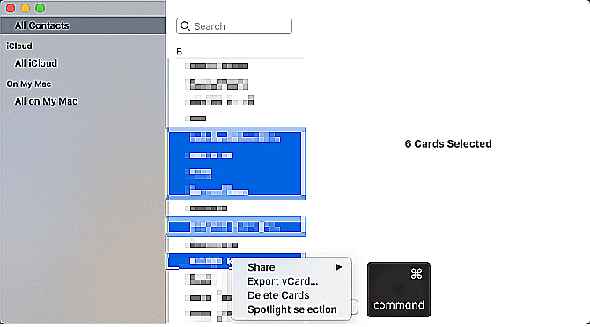 Supprimer plusieurs contacts de l'application Contacts sur Mac