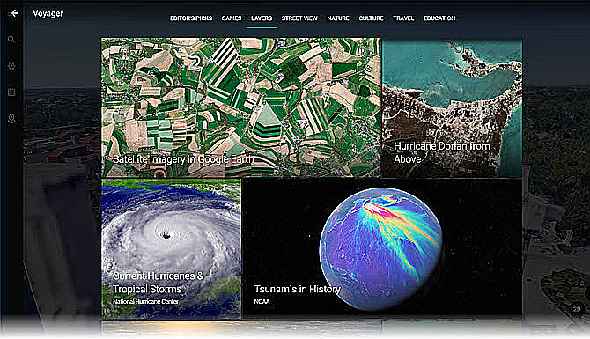 La couche Google Earth Voyager montre les tempêtes tropicales