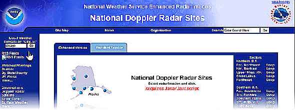 Image radar de la Terre du National Weather Service