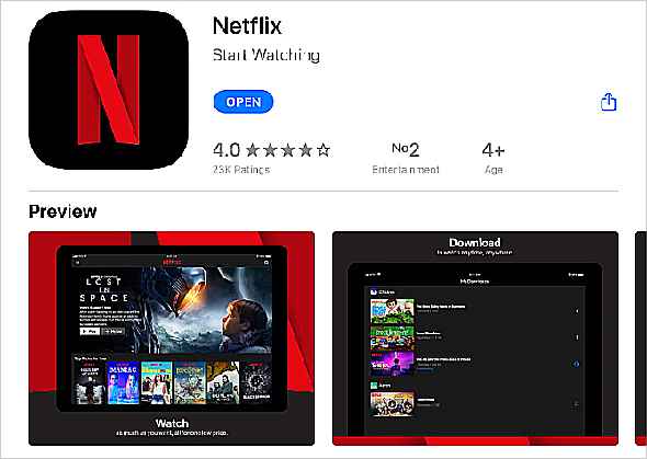 Netflix dans l'App Store