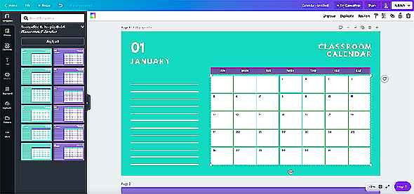 Calendrier imprimable Canva