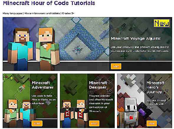 Choisissez parmi quatre tutoriels Minecraft Hour of Code