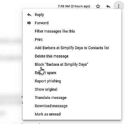 Mettre en évidence comment bloquer quelqu'un dans Gmail