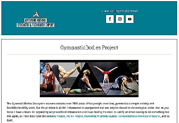 Le projet GymnasticBodies est une collection soigneusement organisée des meilleures publications du compte Instagram GymnasticBodies pour faciliter la navigation
