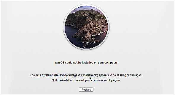 macOS n'a pas pu être installé sur votre ordinateur Message d'erreur