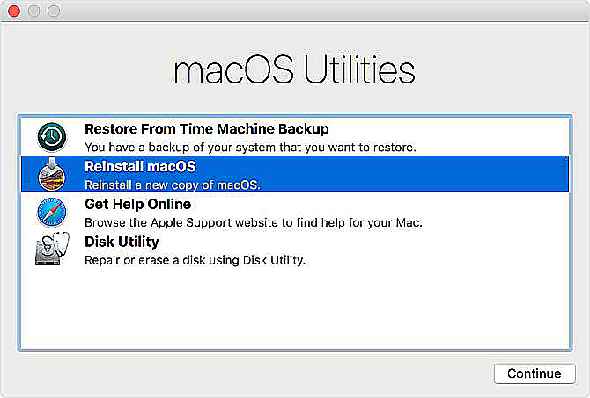 Réinstaller l'option macOS pour le mode de récupération