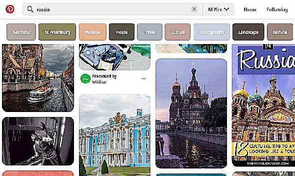Pinterest médias sociaux russes