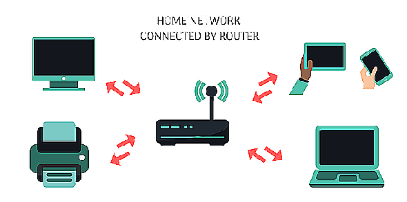 réseau domestique connecté par l'illustration du routeur