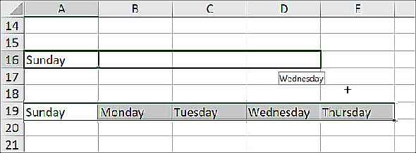 Jours de remplissage automatique Excel de la semaine
