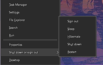 Arrêt du menu utilisateur avancé de Windows 10