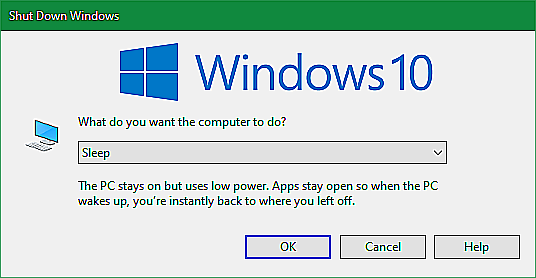 Boîte de dialogue Arrêter Windows