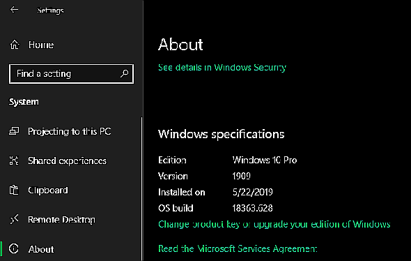 Informations sur l'édition Windows 10