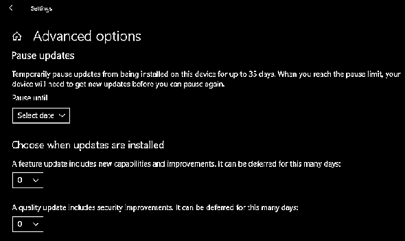 Mises à jour différées de Windows 10